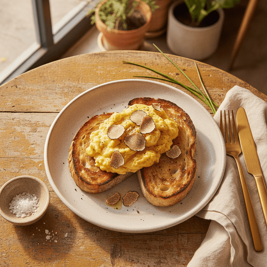 Oeufs brouillés au beurre de truffe